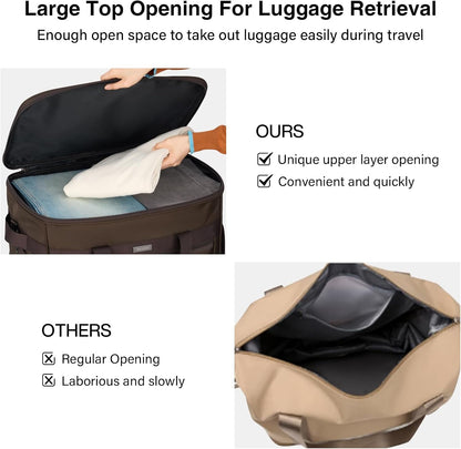 Expandable Luggage Bags for Travel Foldable Suitcase with Wheels Collapsible Rolling Travel Duffle Bag Lightweight Large Suitcases without Telescoping Handle, Blue