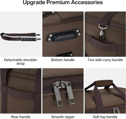 Expandable Luggage Bags for Travel Foldable Suitcase with Wheels Collapsible Rolling Travel Duffle Bag Lightweight Large Suitcases without Telescoping Handle, Blue