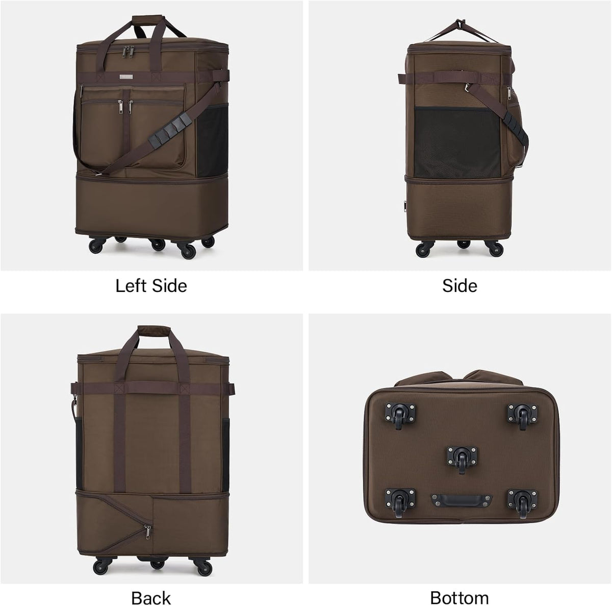 Expandable Luggage Bags for Travel Foldable Suitcase with Wheels Collapsible Rolling Travel Duffle Bag Lightweight Large Suitcases without Telescoping Handle, Blue
