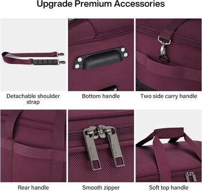 Expandable Luggage Bags for Travel Foldable Suitcase with Wheels Collapsible Rolling Travel Duffle Bag Lightweight Large Suitcases without Telescoping Handle, Blue