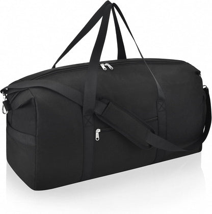 65L Duffle Bag with Shoes Compartment, Foldable Carry on Bag Travel Duffel Bags Overnight weekender Gym Bag with Wet Pocket for Women Men(Grey)
