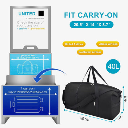 65L Duffle Bag with Shoes Compartment, Foldable Carry on Bag Travel Duffel Bags Overnight weekender Gym Bag with Wet Pocket for Women Men(Grey)
