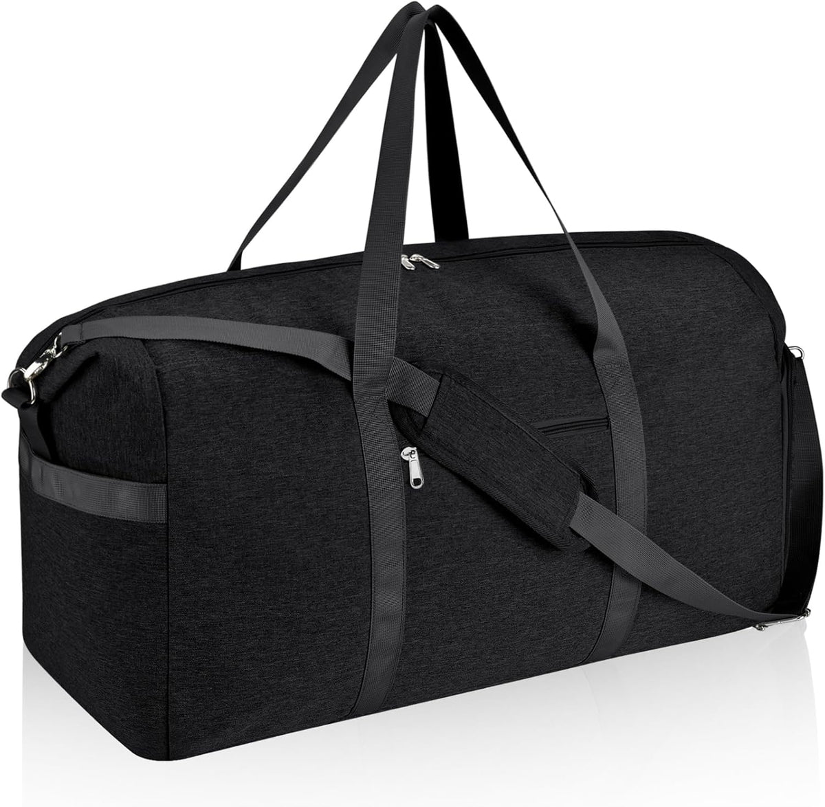 65L Duffle Bag with Shoes Compartment, Foldable Carry on Bag Travel Duffel Bags Overnight weekender Gym Bag with Wet Pocket for Women Men(Grey)