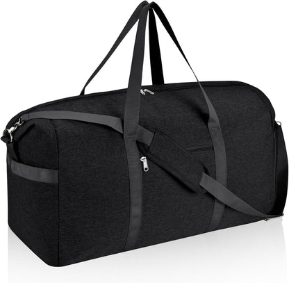 65L Duffle Bag with Shoes Compartment, Foldable Carry on Bag Travel Duffel Bags Overnight weekender Gym Bag with Wet Pocket for Women Men(Grey)