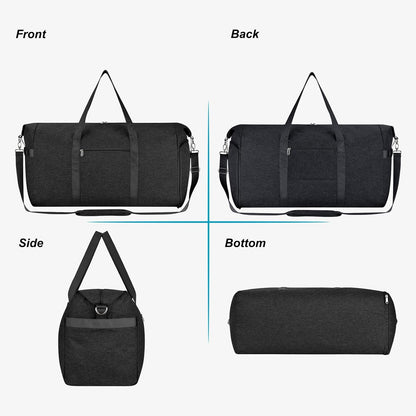 65L Duffle Bag with Shoes Compartment, Foldable Carry on Bag Travel Duffel Bags Overnight weekender Gym Bag with Wet Pocket for Women Men(Grey)