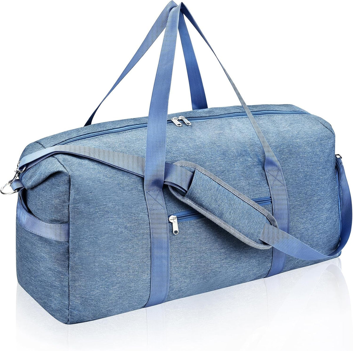 65L Duffle Bag with Shoes Compartment, Foldable Carry on Bag Travel Duffel Bags Overnight weekender Gym Bag with Wet Pocket for Women Men(Grey)