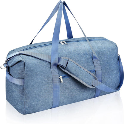 65L Duffle Bag with Shoes Compartment, Foldable Carry on Bag Travel Duffel Bags Overnight weekender Gym Bag with Wet Pocket for Women Men(Grey)