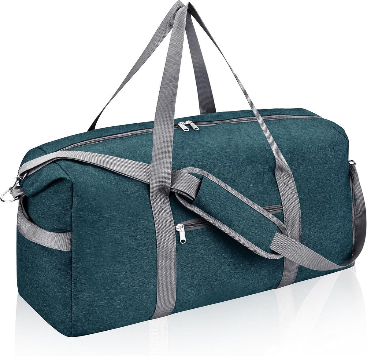 65L Duffle Bag with Shoes Compartment, Foldable Carry on Bag Travel Duffel Bags Overnight weekender Gym Bag with Wet Pocket for Women Men(Grey)