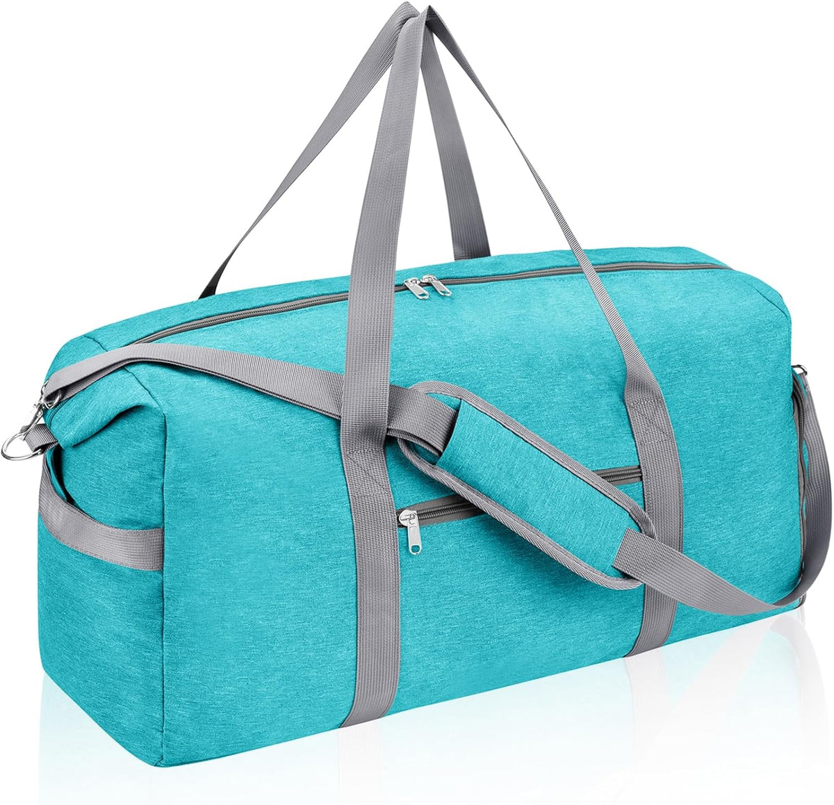 65L Duffle Bag with Shoes Compartment, Foldable Carry on Bag Travel Duffel Bags Overnight weekender Gym Bag with Wet Pocket for Women Men(Grey)