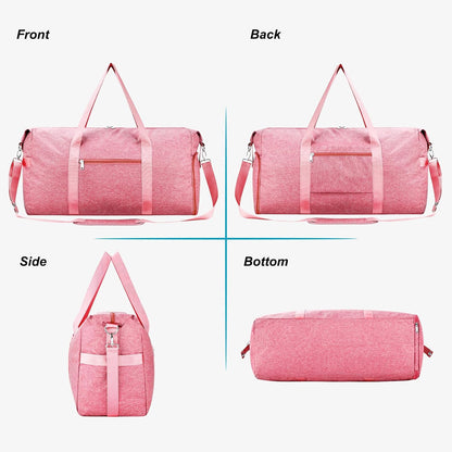 65L Duffle Bag with Shoes Compartment, Foldable Carry on Bag Travel Duffel Bags Overnight weekender Gym Bag with Wet Pocket for Women Men(Grey)