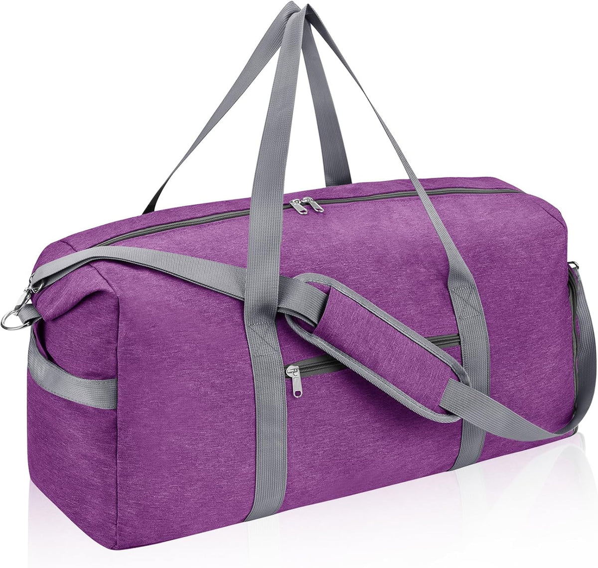 65L Duffle Bag with Shoes Compartment, Foldable Carry on Bag Travel Duffel Bags Overnight weekender Gym Bag with Wet Pocket for Women Men(Grey)