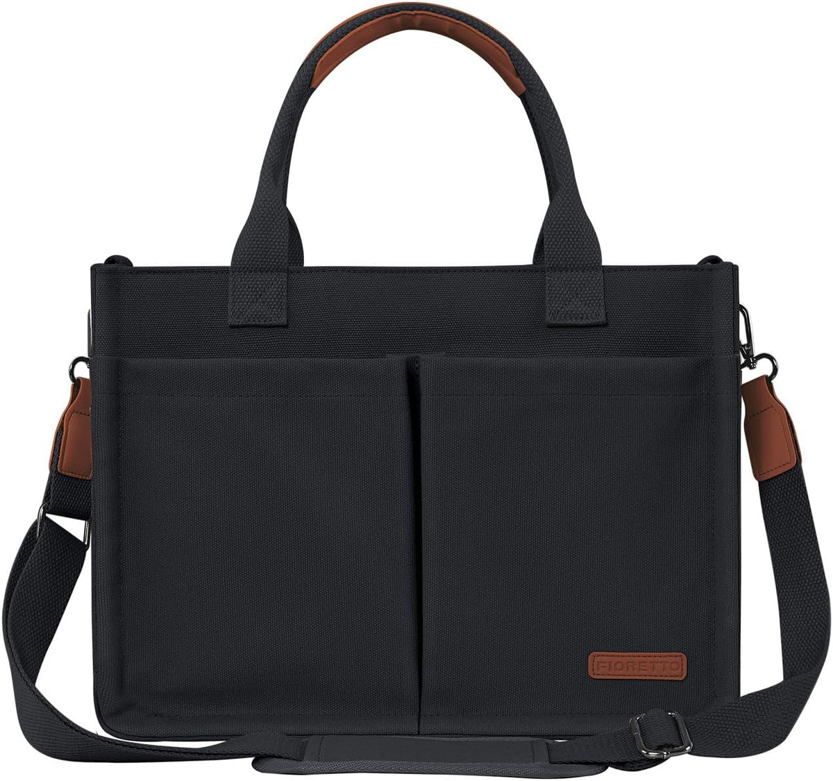 Womens Canvas Tote Bag Purse with Individual Compartment, Zipper Top, Reinforced Bottom & Luggage Sleeve