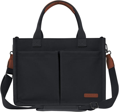 Womens Canvas Tote Bag Purse with Individual Compartment, Zipper Top, Reinforced Bottom & Luggage Sleeve
