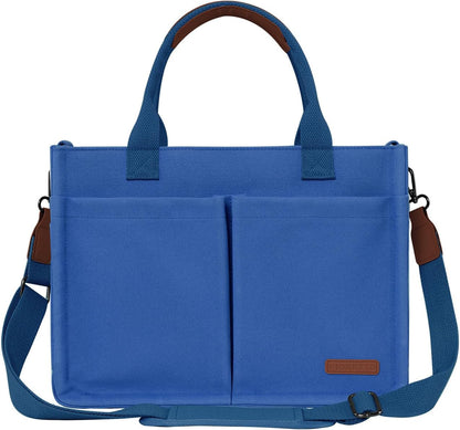 Womens Canvas Tote Bag Purse with Individual Compartment, Zipper Top, Reinforced Bottom & Luggage Sleeve