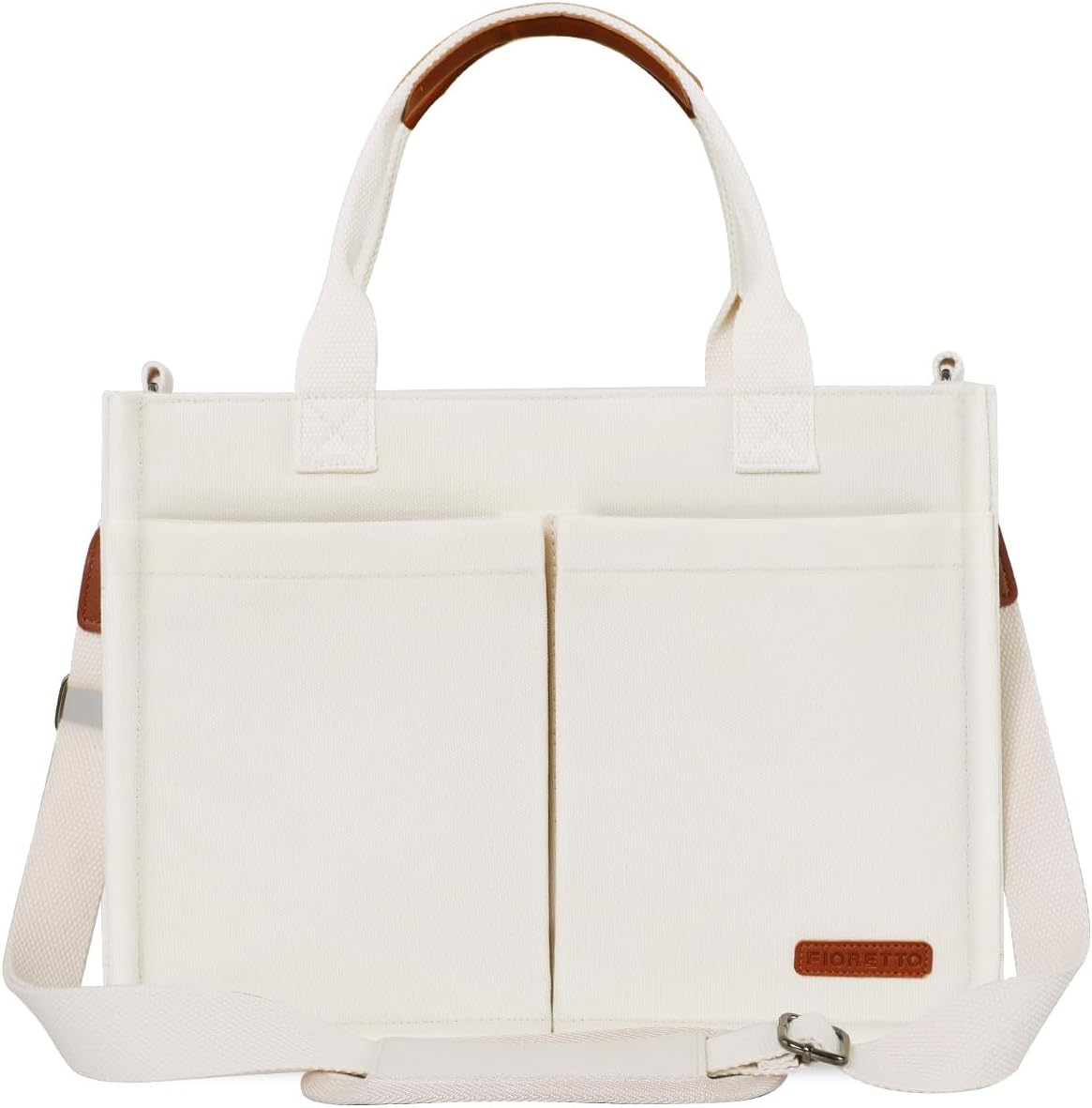 Womens Canvas Tote Bag Purse with Individual Compartment, Zipper Top, Reinforced Bottom & Luggage Sleeve
