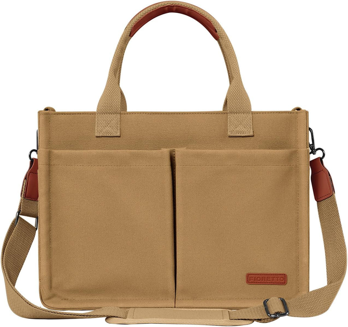 Womens Canvas Tote Bag Purse with Individual Compartment, Zipper Top, Reinforced Bottom & Luggage Sleeve