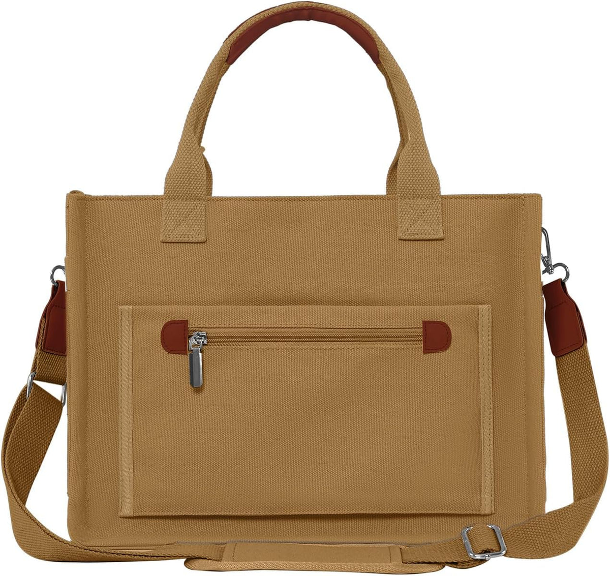 Womens Canvas Tote Bag Purse with Individual Compartment, Zipper Top, Reinforced Bottom & Luggage Sleeve
