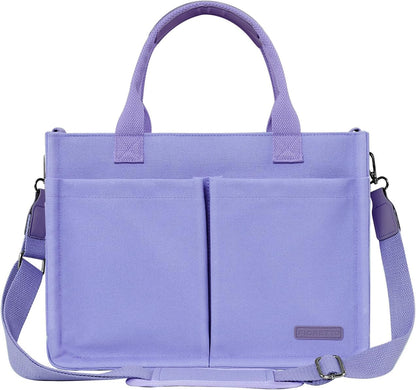 Womens Canvas Tote Bag Purse with Individual Compartment, Zipper Top, Reinforced Bottom & Luggage Sleeve