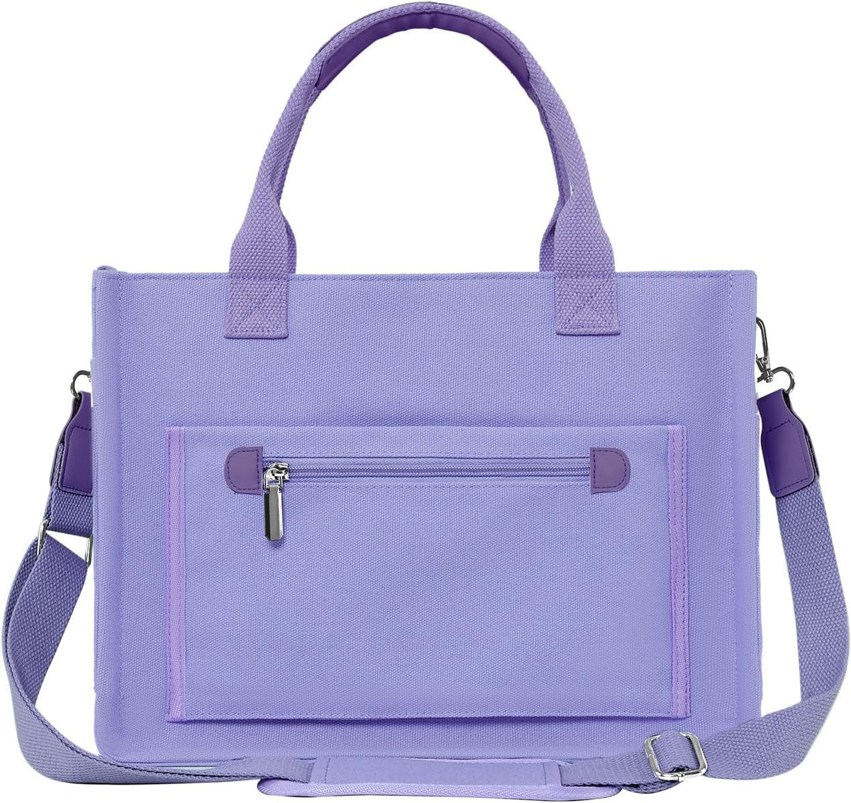 Womens Canvas Tote Bag Purse with Individual Compartment, Zipper Top, Reinforced Bottom & Luggage Sleeve