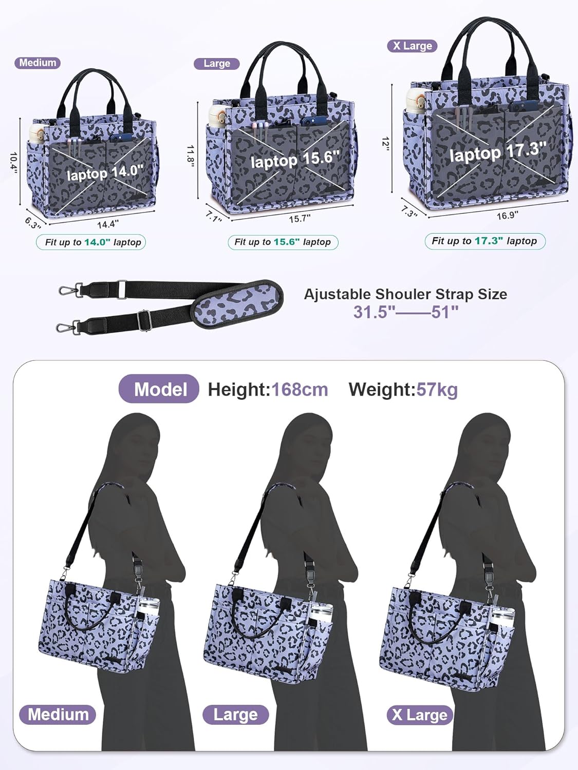 Womens Canvas Tote Bag Purse with Individual Compartment, Zipper Top, Reinforced Bottom & Luggage Sleeve