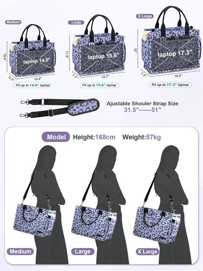 Womens Canvas Tote Bag Purse with Individual Compartment, Zipper Top, Reinforced Bottom & Luggage Sleeve
