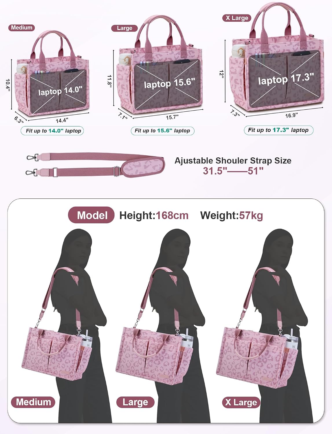 Womens Canvas Tote Bag Purse with Individual Compartment, Zipper Top, Reinforced Bottom & Luggage Sleeve