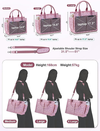 Womens Canvas Tote Bag Purse with Individual Compartment, Zipper Top, Reinforced Bottom & Luggage Sleeve