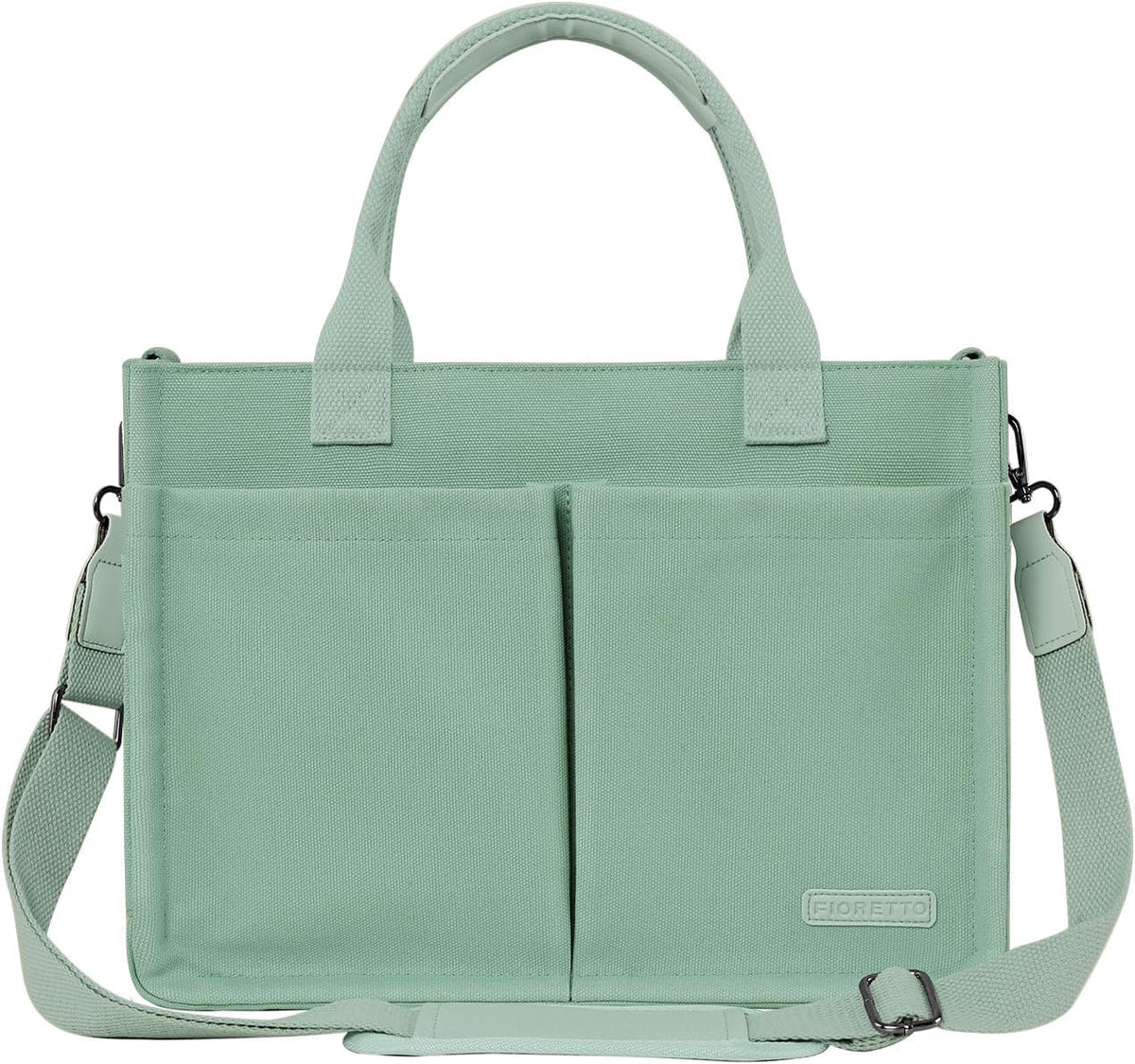 Womens Canvas Tote Bag Purse with Individual Compartment, Zipper Top, Reinforced Bottom & Luggage Sleeve