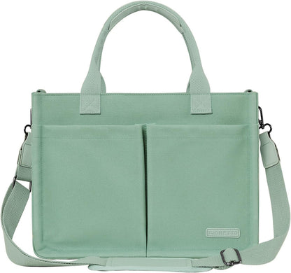 Womens Canvas Tote Bag Purse with Individual Compartment, Zipper Top, Reinforced Bottom & Luggage Sleeve