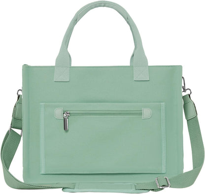 Womens Canvas Tote Bag Purse with Individual Compartment, Zipper Top, Reinforced Bottom & Luggage Sleeve