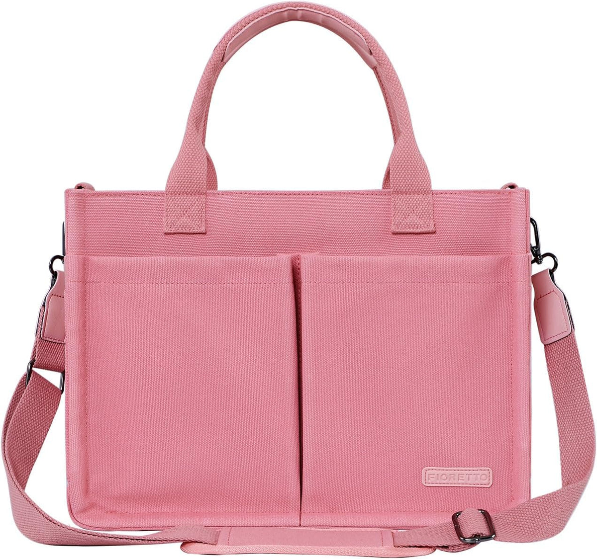 Womens Canvas Tote Bag Purse with Individual Compartment, Zipper Top, Reinforced Bottom & Luggage Sleeve