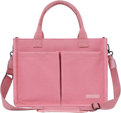 Womens Canvas Tote Bag Purse with Individual Compartment, Zipper Top, Reinforced Bottom & Luggage Sleeve