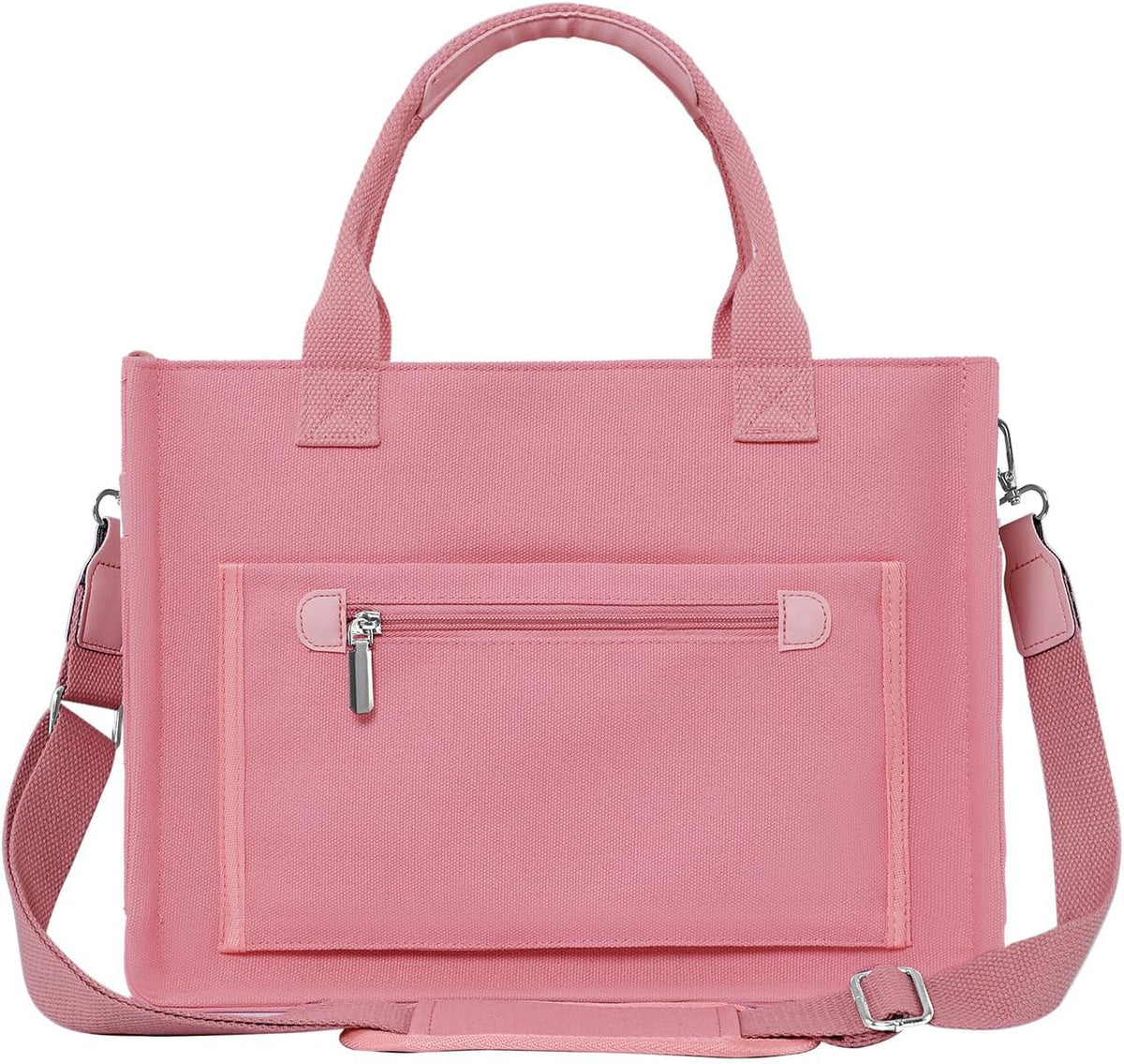 Womens Canvas Tote Bag Purse with Individual Compartment, Zipper Top, Reinforced Bottom & Luggage Sleeve