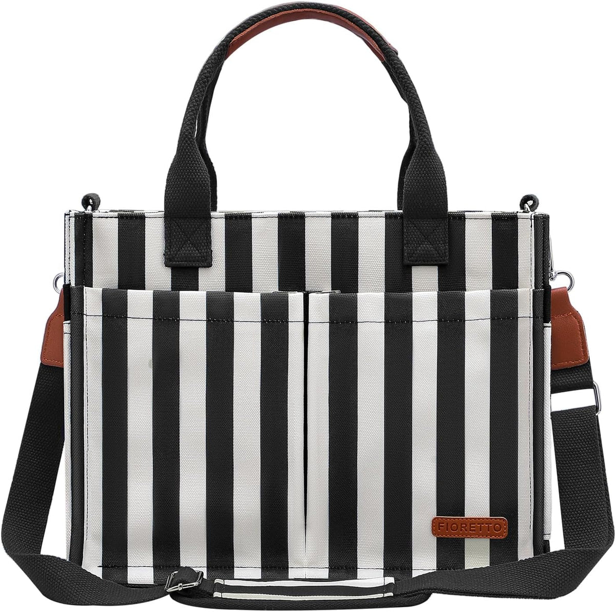 Womens Canvas Tote Bag Purse with Individual Compartment, Zipper Top, Reinforced Bottom & Luggage Sleeve