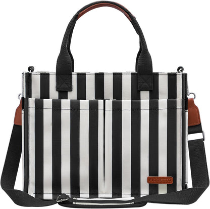 Womens Canvas Tote Bag Purse with Individual Compartment, Zipper Top, Reinforced Bottom & Luggage Sleeve