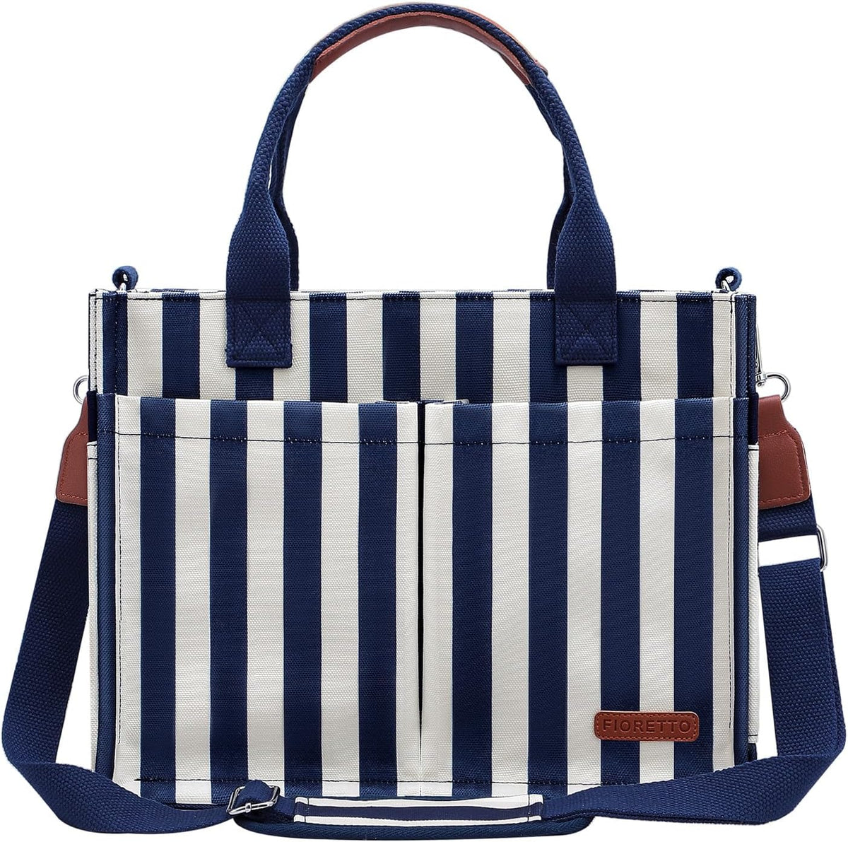 Womens Canvas Tote Bag Purse with Individual Compartment, Zipper Top, Reinforced Bottom & Luggage Sleeve