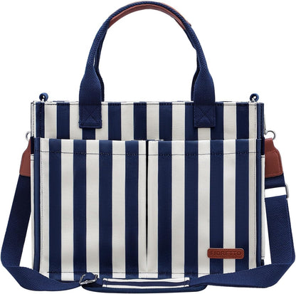 Womens Canvas Tote Bag Purse with Individual Compartment, Zipper Top, Reinforced Bottom & Luggage Sleeve