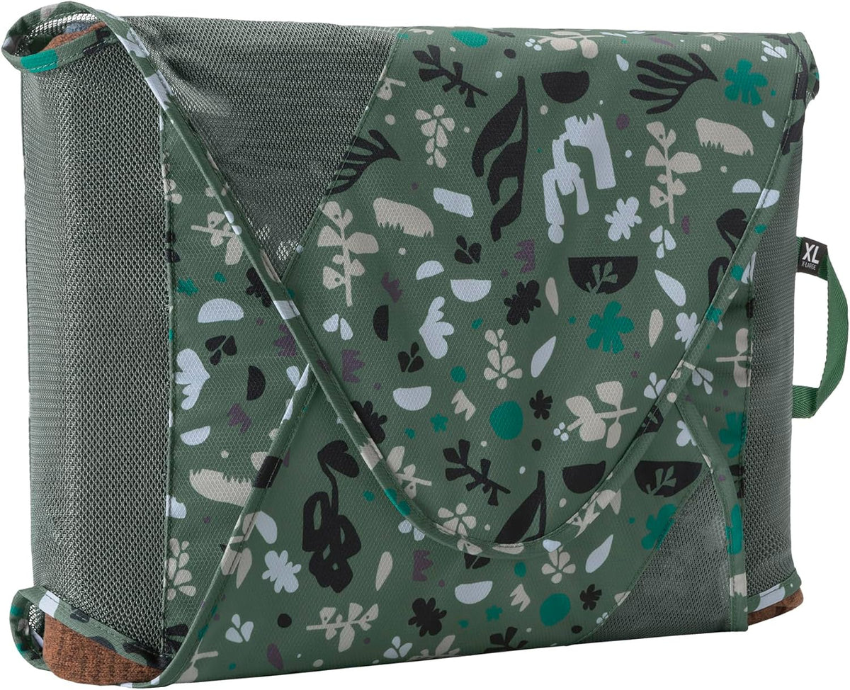 Pack-It Original Garment Folder - Travel Garment Bag with Wrinkle-Free Folding Board and Compression Wings to Maximize Luggage Space, Roots and Shoots: Duck Green - X-Large
