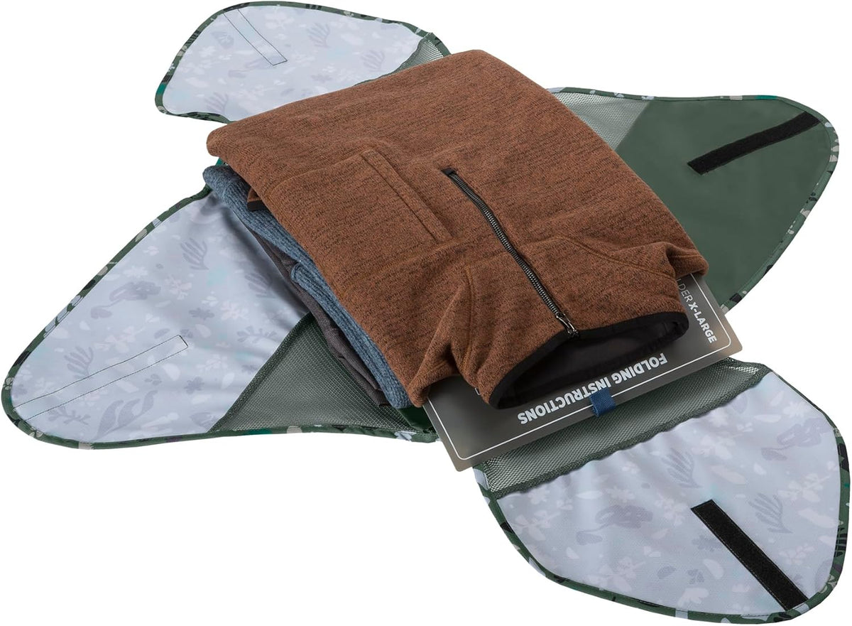 Pack-It Original Garment Folder - Travel Garment Bag with Wrinkle-Free Folding Board and Compression Wings to Maximize Luggage Space, Roots and Shoots: Duck Green - X-Large