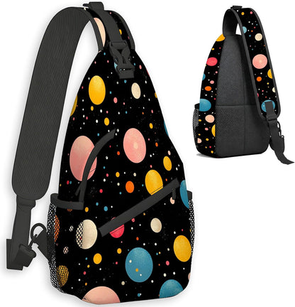 Sling Bag Crossbody Backpack for Men & Women, Lightweight Water-Resistant Chest Bag with Multi-Pockets & Side Pockets, Unique Print for Travel Hiking, Emerald Crystals Gemstone
