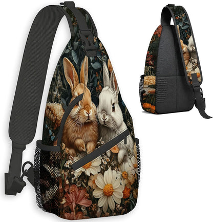 Sling Bag Crossbody Backpack for Men & Women, Lightweight Water-Resistant Chest Bag with Multi-Pockets & Side Pockets, Unique Print for Travel Hiking, Emerald Crystals Gemstone