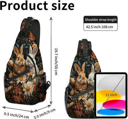 Sling Bag Crossbody Backpack for Men & Women, Lightweight Water-Resistant Chest Bag with Multi-Pockets & Side Pockets, Unique Print for Travel Hiking, Emerald Crystals Gemstone