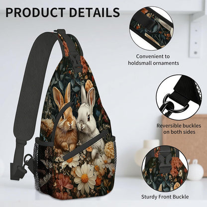 Sling Bag Crossbody Backpack for Men & Women, Lightweight Water-Resistant Chest Bag with Multi-Pockets & Side Pockets, Unique Print for Travel Hiking, Emerald Crystals Gemstone