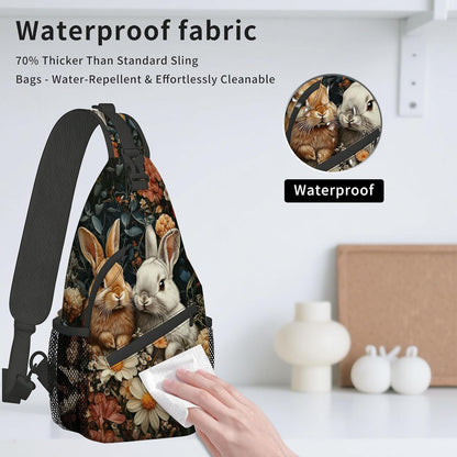 Sling Bag Crossbody Backpack for Men & Women, Lightweight Water-Resistant Chest Bag with Multi-Pockets & Side Pockets, Unique Print for Travel Hiking, Emerald Crystals Gemstone