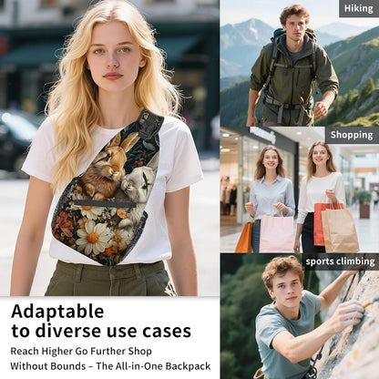 Sling Bag Crossbody Backpack for Men & Women, Lightweight Water-Resistant Chest Bag with Multi-Pockets & Side Pockets, Unique Print for Travel Hiking, Emerald Crystals Gemstone
