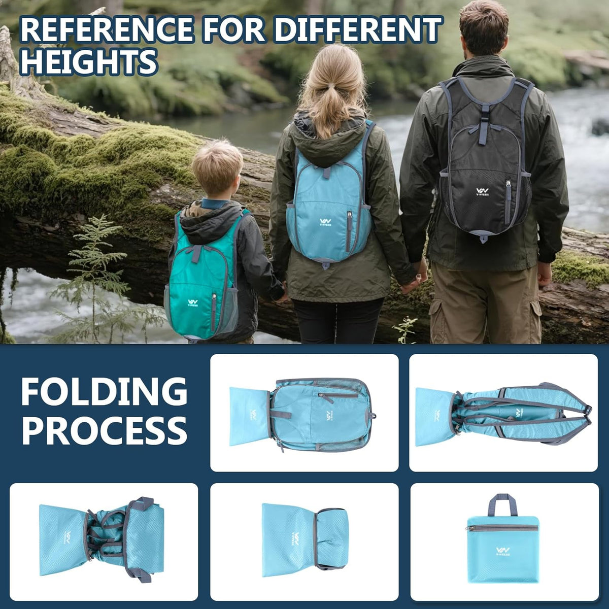 15L Foldable Hiking Backpack,Lightweight Packable Waterproof Machine Washable Daypack with Chest Strap,Small Folding Pack for Travel/Walking for Men&Women-0.52LB Blue