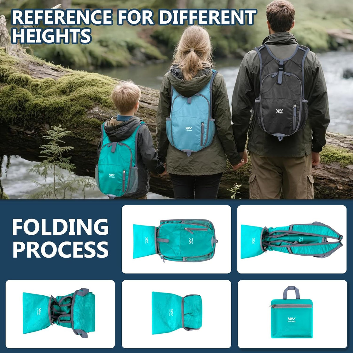 15L Foldable Hiking Backpack,Lightweight Packable Waterproof Machine Washable Daypack with Chest Strap,Small Folding Pack for Travel/Walking for Men&Women-0.52LB Blue