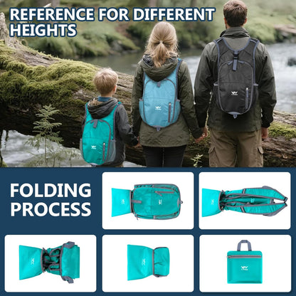 15L Foldable Hiking Backpack,Lightweight Packable Waterproof Machine Washable Daypack with Chest Strap,Small Folding Pack for Travel/Walking for Men&Women-0.52LB Blue