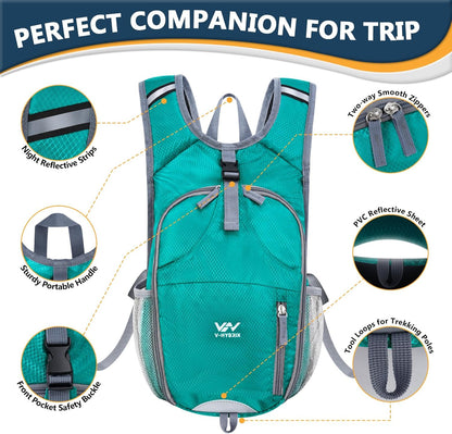15L Foldable Hiking Backpack,Lightweight Packable Waterproof Machine Washable Daypack with Chest Strap,Small Folding Pack for Travel/Walking for Men&Women-0.52LB Blue