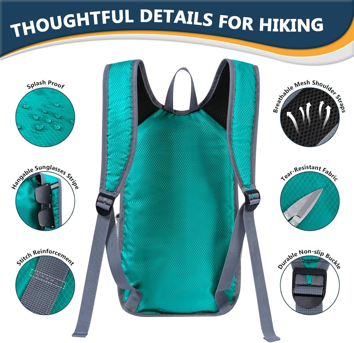 15L Foldable Hiking Backpack,Lightweight Packable Waterproof Machine Washable Daypack with Chest Strap,Small Folding Pack for Travel/Walking for Men&Women-0.52LB Blue